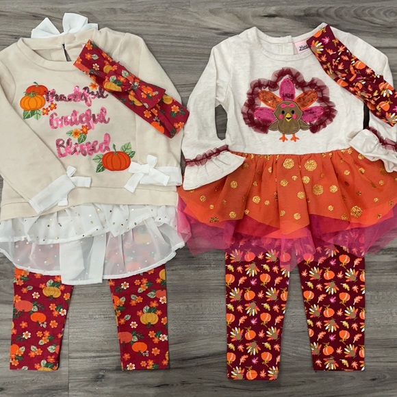 Two Matching Thanksgiving and Fall Girls Outfits